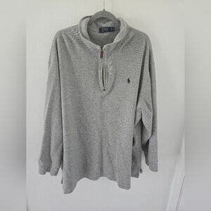 Polo Ralph Lauren Mens Half Zip Cotton Heavy Rib Shirt Sweatshirt Gray Size 2XB
